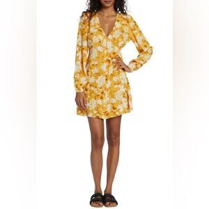 Billabong Night Out Floral Long Sleeve Button-Up Dress Size S